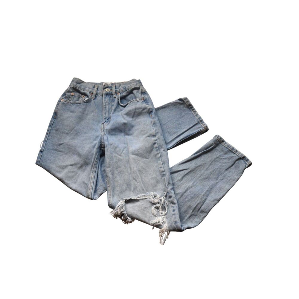 BDG Urban Outfitters High Rise Baggy Jeans Distressed Front and Back Womens 25